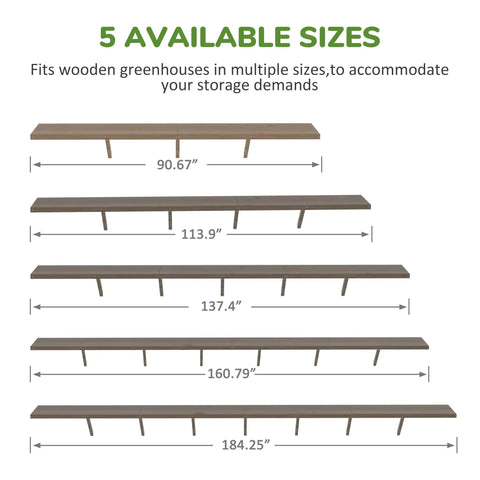 Wooden Greenhouse Shelf Kit 161 Inch Long Shelves 14 Ft Fit Two Pack Light Mocha Brown DIY Friendly Horticulture Workbench System Durable Premium Wood Construction Easy Storage And Organization