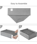 Assembly steps for 4 Pack T Shirt Drawer Organizers Set With 8 Grid Small Compartments And 5 Grid Medium Compartments.