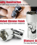 1/4 Inch Drive 12-Piece Swivel Socket Set, 6-Point Metric 5mm To 15mm, Flexible Joint For Tight Spaces, Aluminum Storage Rail Included, Easy Access To Hard-To-Reach Fasteners chrome swivel sockets