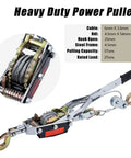 Beast 5 Ton Heavy Duty Come Along Winch With 3 Hooks And 2 Gears Power Puller showing detailed parts and specifications