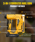 Smooth Shooting 21V Cordless 3-In-1 Brad Nailer And Staple Gun Bundle showing detailed product features and design.