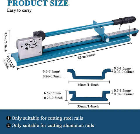 Rail Cutter Tool For Slotted Aluminum With Double Groove Design And 50cm Measuring Ruler Manual Guide with ergonomic handle