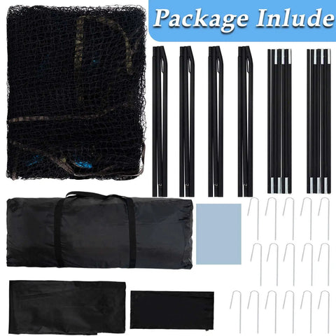 Backyard Baseball Batting Cage With Open Front Design Portable Hitting Net components and carry bag shown