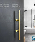 18 Inch Brushed Brass Vintage Gold Barn Door Handle Kit With Solid Aluminum Pulls on a modern bathroom door