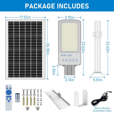400W Solar LED Parking Lot Light 6500K Waterproof Dusk To Dawn Outdoor Flood Security includes solar panel and accessories