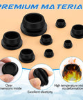 Super Tough 135 Pc Silicone Rubber Plug Kit With Eight Killer Sizes For DIY Repairs, Dust Proof Sealing And Fancy Garage Gasket Fixes That Keep Your Gear Clean And Looking Totally Fresh Any Time. black silicone rubber plugs in assorted sizes for hole sealing