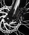 Close-up view of Rock Solid Mountain Bike Mechanical Disc Brake Set With Aluminum Alloy Calipers, showcasing rotor and caliper.