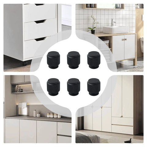 Solid As A Rock Polished Nickel Cabinet Door Knobs With Textured Aluminum Alloy Drawer Pulls Easy Install For Kitchen And Bath No Sweat Wipe Clean Daily Hardware displayed on furniture.