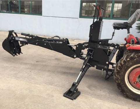 Heavy Duty Workhorse Backhoe Attachment For Tractors With 15 Inch Bucket PTO Pump And Tank Six Foot Digging Depth 180 Degree Swing
