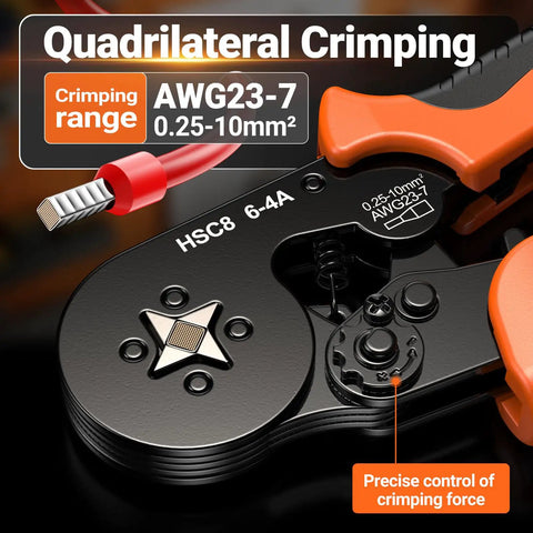 Ferrule Crimping Tool Kit With Portable Case, Square Crimp Pliers For AWG 23-7, Ratchet Crimpers