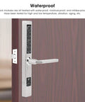 All In One Antitheft Door Lock With Waterproof Build And Fingerprint Password IC Card Mobile App Remote Unlock Key Backup 200 Fingerprints 100 Cards Tuya Compatible Aluminum Alloy Easy Install on wood door