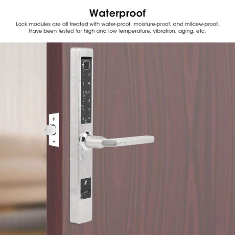 All In One Antitheft Door Lock With Waterproof Build And Fingerprint Password IC Card Mobile App Remote Unlock Key Backup 200 Fingerprints 100 Cards Tuya Compatible Aluminum Alloy Easy Install on wood door