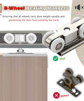 Heavy Duty Sliding Barn Door Hardware Track Kit For Exterior Use With Low Profile Pocket Design, 8 Wheel Hanger System