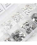 304 Stainless Steel E Clip Washer Assortment Kit For Shaft Circlip Retaining Rings M1.5 To M10 120Pcs To 200Pcs in plastic case