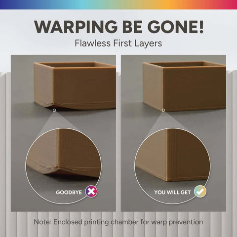 Comparison of warped and smooth 3D prints highlighting warp prevention benefits of High-Strength ABS 1.75mm Filament For 3D Printers
