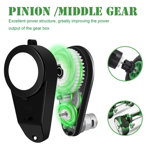 Two Pack 12V Powered Wheels Motors Upgrade Gearbox for Kids Ride On Cars, RS550 Drive Engine, middle gear highlighted