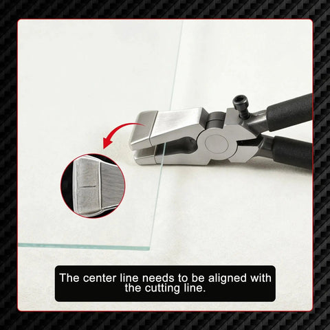 Heavy Duty Eight Inch Auto Glass Running Pliers Featuring Curved Jaws Adjustable Screw And Protective Rubber Tips So You Can Glide Windows In And Tweak Trims Dead Easy With Zero Scratch Drama, shown aligning cut glass.