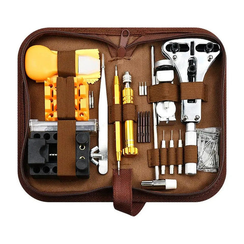 All In One Watch Repair Kit With Durable Metal Case 149 Piece Tool Set Including Spring Bar Remover and Pin Remover.