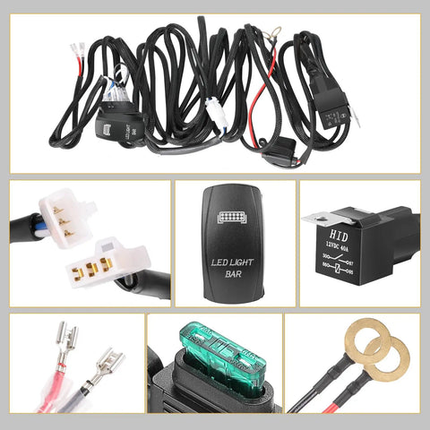 One Lead Wiring Harness For LED Light Bar And Fog Lights 12V Universal Kit With 40A Relay Fuse On Off Rocker Switch Nylon Wire Fits Truck UTV ATV Boat