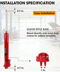 3 Ton Hydraulic Long Ram Jack With Clevis Base And Handle For Garage And Shop Lifts 6000 Pound Capacity in workshop setting