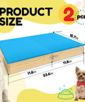 Two Piece Connectable Wooden Dog Training Platform Set With Non Slip Foaming Surface for Small To Medium Dogs, dimensions shown