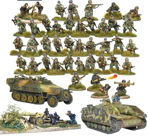 Fallschirmjager German Starter Army For Bolt Action 28mm WWII Tabletop Miniatures Includes 36 Infantry Battle Ready Plastic StuG III Ausf G SdKfz 251 Ausf D Half Track And Panzerschreck Team