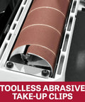 16 Inch Drum Sander With Open Stand For Heavy Duty Woodworking, 1-1/2 HP, 115V Single Phase, tool-less abrasive clips