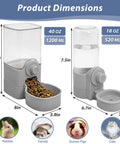 Rock Solid Rabbit Food And Water Dispenser Set With Large Capacity Gravity Feeder System dimensions, 1200ml feeder and 520ml bottle, BPA free.