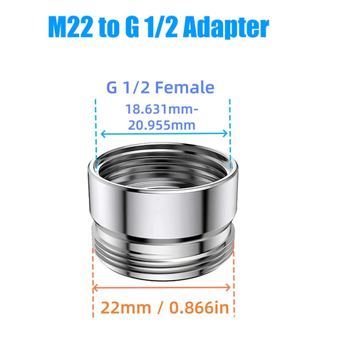 M22 to G1/2 adapter for 3 Way Faucet Diverter Valve With Aerator And Adapters For Handheld Shower, Kitchen And Bathroom Sink Splitter