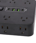 Game Changer Smart Power Strip Surge Protector With 12 AC Outlets 4 USB And 2 USB C Ports showing AC outlets and USB ports.