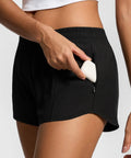 Women’s Running Shorts With Built In Liner And Quick Dry Mesh Lightweight Athletic Gym Shorts With Zip Pocket Low Rise Fit.