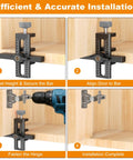 Image showing steps of 2 in 1 Cabinet Door Mounting Jig With Adjustable Positioner For Frameless Or Face Frame Doors fast setup.