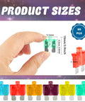 Heavy Duty LED Blade Fuse Assortment Kit Featuring ATC ATO Circuit Breakers 90 pieces showcasing various size fuses in hand.