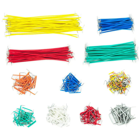 Assorted colorful wires from 840 Piece Jumper Wire Kit With 14 Lengths For Breadboard Prototyping And Solder Circuits, showing variety of lengths and colors