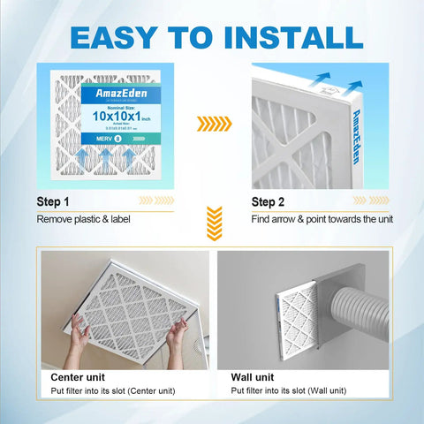 Installation guide for 4 Pack 10x10x1 Air Filter MERV 8 For HVAC AC Furnace Pleated Replacement Dust Defense