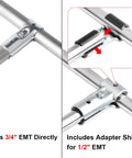 Ten Sets T Pipe Clamp Connectors Tee Clamps for 3/4 Inch EMT Conduit Direct Fit, bolts and nuts shown on conduit setup