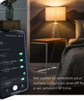 Wi Fi Smart Surge Protector Power Strip Featuring Four Independently Controlled Grounded Outlets Quick Charge Usb Ports Plugging In Is A Breeze Compatible With Alexa And Google Home Fully Adjustable Gray with mobile app interface.