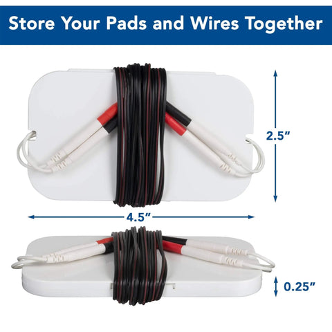 This Heavy Duty Tens Pad Holder Keeps Replacement Electrode Pads Tidy And Safe While Snugly Fitting Four Two By Two Or Two Two By Four Therapy Pads Inside A Secure Snap Closure. White case holding wires.