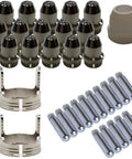 Brown Color Plasma Cutter Consumables Kit for LTP5800D LTP5000D and LTPDC2000D 33 Piece Set With 15 Nozzles 15 Electrodes 1 Cup and 2 Stand Off Guides