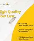 Size Six By One And A Half Inch Pan Head Pocket Screws With Square Drive Number Two Type Seventeen Fine Thread