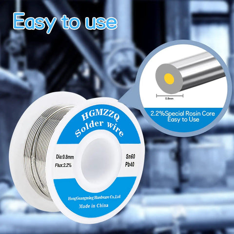 60/40 Tin Lead Solder Wire With Rosin Core for Electrical Soldering, 0.031 Inch (0.8mm) Diameter, smooth flow, 50g pack