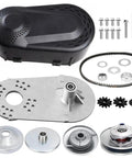 Torque Converter Kit For Go Kart And Mini Bike 30 Series With 6.5 HP 3/4 Inch Belt Drive Includes 10T To 41T Pulleys And 12T 35T Variant Clutch Replacement Set And Driver Pulley Fits Manco Comet TAV2 Small Engine Drive Belt components shown.