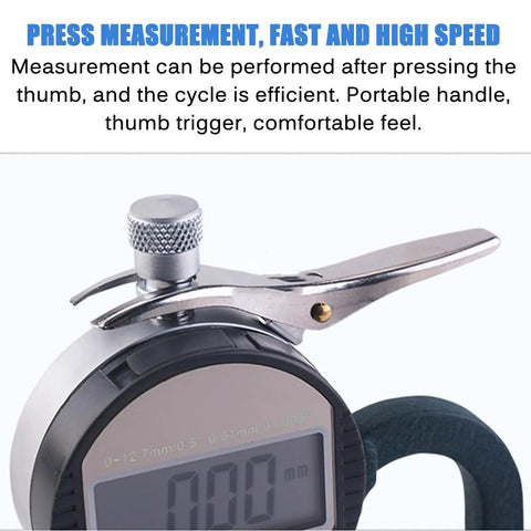 Workhorse Thickness Gauge for Sponge, Paper, Cardboard and Foam Rubber Sheets, 0 to 12.7 mm Range with Large LCD