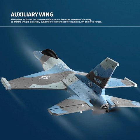 Rear view of F16 Style RC Fighter Plane Three Channel with Gyro and 2.4GHz Radio Control EPP Foam Fixed Wing Stunt Glider