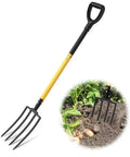 Heavy Duty Four Tine Garden Spading Fork With Ergonomic No Slip D Grip Handles, 45 Inch Long Handle For Easy Digging, Yard Work, Landscaping And Farming, A Real Workhorse, Black.