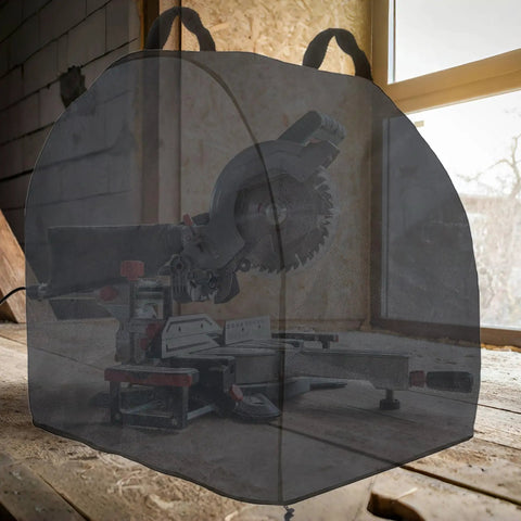 Kick Ass Miter Saw Cover Crafted From Thick Waterproof Oxford Cloth Featuring A Snug Drawstring Hem And Easy Grip Handles for miter saw protection.