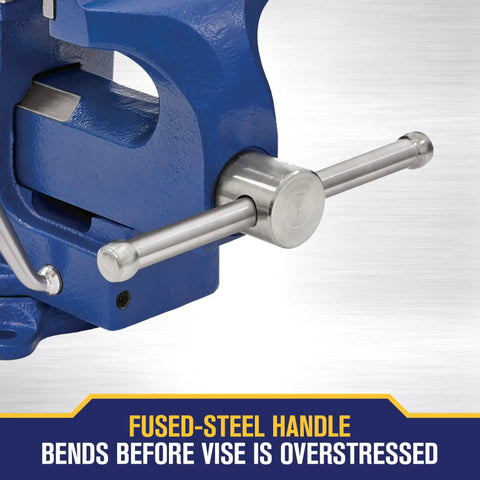Bench Vise With Quick-Adjust And Fast-Release Jaw Lever For Smooth Locking And Quick Jaw Swaps, Heavy Duty Cast Gray Iron Body, Fused Steel Handle, Built To Tackle Large And Small Objects In Metalworking And Woodworking