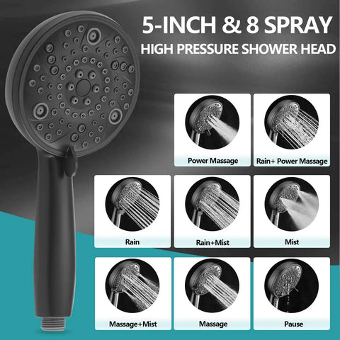 5 Inch Dual Shower Faucet Kit Compatible With Delta 13 And 14 Series Tub Trim Featuring Hella High Pressure Rain Showerhead And Handheld Sprayer In Matte Black Drip Easy Game Changer Upgrade Vibe For Bathroom Renovation Valve Not Included