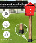 4x4 Post Base Brackets Set of 4 For Deck Fence Pergola Porch Posts, Inner Size 3.5x3.5 Inches, supporting mailbox on post
