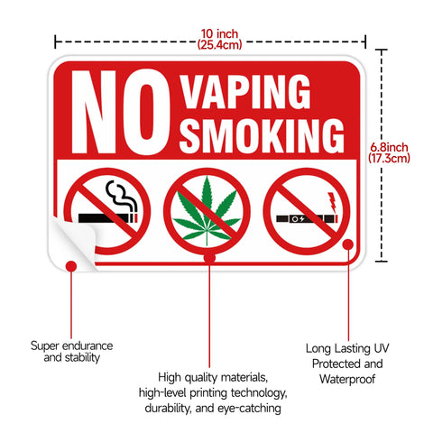 Keep The Spot Smoke Free With These Straight Up No Smoking Vaping Warning Signs, 10x6.8 inch weatherproof vinyl decal.